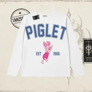 Kadın Piglet College Biskilet Yaka  Long Sleeve Beyaz