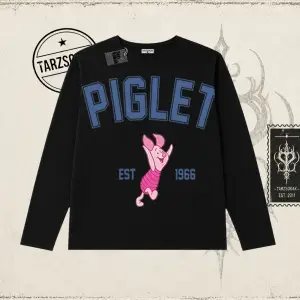 Kadın Piglet College Biskilet Yaka  Long Sleeve Beyaz