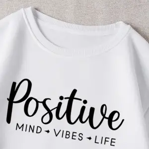 Kadın Positive Renkli Oversize Bisiklet Yaka Pamuklu Sweatshirt Beyaz