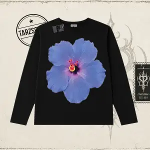 Kadın Purple Hibiscus Biskilet Yaka  Long Sleeve Beyaz