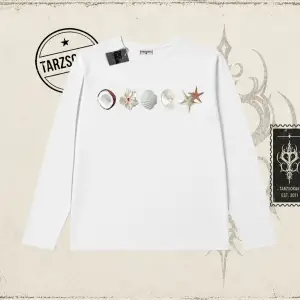 Kadın Sea Shells Biskilet Yaka  Long Sleeve Beyaz