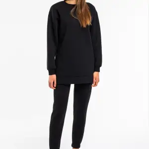 Kadın Siyah Bisiklet Yaka 2 Iplik Polarlı Eşofman Takımı Cy84203