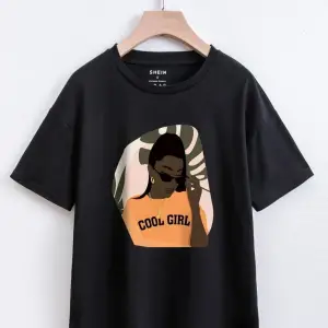 Kadın Siyah Cool Gırl Oversize Bisiklet Yaka Tshirt