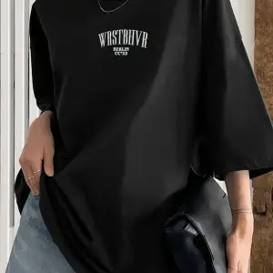 Kadın Siyah Dont Baskılı Oversize T-shirt