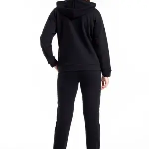 Kadın Siyah Renk Pis Dikiş Kanguru Cep Detaylı Eşofman Takımı