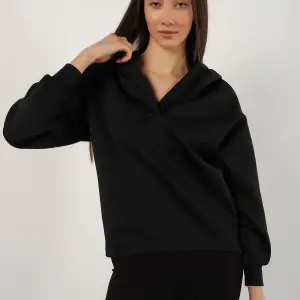 Kadın Siyah Scuba Kapüşonlu Sweatshirt scubasweatshirt