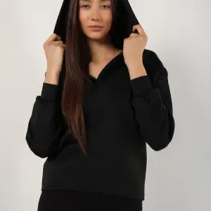 Kadın Siyah Scuba Kapüşonlu Sweatshirt scubasweatshirt