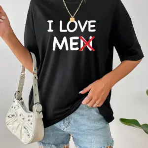 Kadın Slogan Desenli Düşük Omuz Tişört