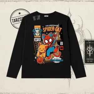 Kadın Spider Cat Biskilet Yaka  Long Sleeve Beyaz