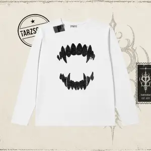 Kadın Teeth Biskilet Yaka  Long Sleeve Beyaz
