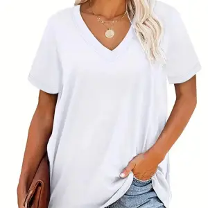 Kadın V yaka Siyah Beyaz Tişört Happiness Baskılı Oversize