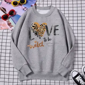 Kadınlar için kış sokak kazaklar vahşi aşk kalbinizi takip etmek için baskı kapüşonlu gevşek