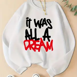 Kadınlar rahat rahat kazak oldu bir rüya baskılar kazak moda sıcak giyim gevşek Crewneck pola