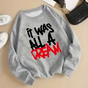 Kadınlar rahat rahat kazak oldu bir rüya baskılar kazak moda sıcak giyim gevşek Crewneck pola