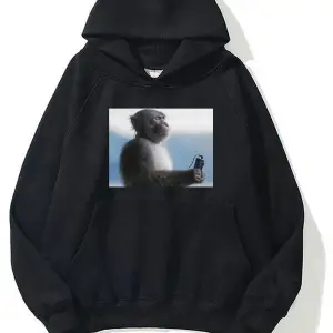 Kafa dinleyen maymun ünisex sweatshirt oversize gri