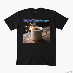 Kafein ve Kaosla Beslenen Erkek Kadın Tişörtü %100 Pamuklu Tişörtler 3XS-3XL Üstler 1224-3