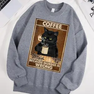 Kahve Çünkü Cinayet Yanlış Baskılı Erkek Kazak Sokak Kürk Astar Kazaklar Polar Sonbahar Erkek