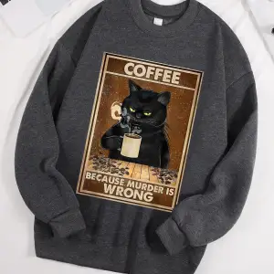 Kahve Çünkü Cinayet Yanlış Baskılı Erkek Kazak Sokak Kürk Astar Kazaklar Polar Sonbahar Erkek