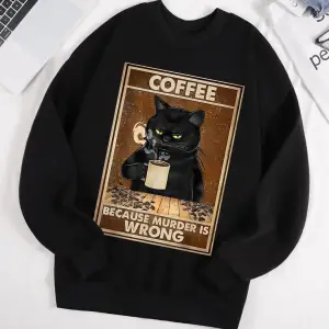 Kahve Çünkü Cinayet Yanlış Baskılı Erkek Kazak Sokak Kürk Astar Kazaklar Polar Sonbahar Erkek