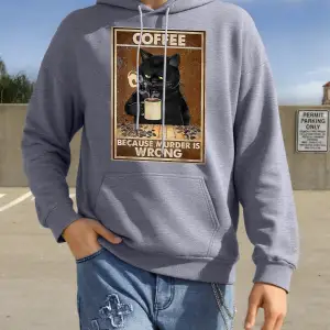 Kahve Çünkü Cinayet Yanlıştır Tasarım Çift Kapüşonlu Üst Kalınlaştırılmış Harajuku Kıyafetler