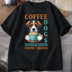 Kahve Köpekleri T-shirt Komik Pamuk Kısa Kollu Yuvarlak Boyun TErkek Kadın Rahat Soka 3021