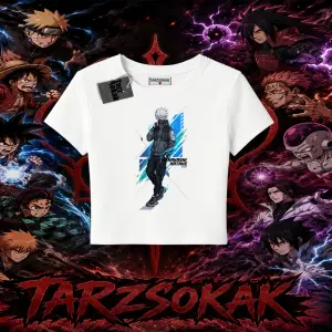 Kakashi Hatake Naruto Anime Karakteri Kadın Baby Tee Beyaz