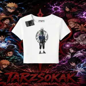 Kakashi Hatake Naruto Anime Karakteri Kadın Baby Tee Beyaz