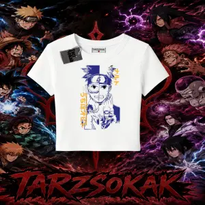 Kakashi Hatake Naruto Anime Karakteri Kadın Baby Tee Beyaz
