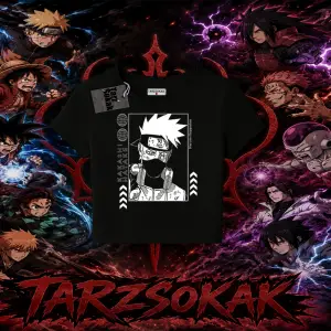 Kakashi Hatake Naruto Anime Karakteri Kadın Baby Tee Beyaz
