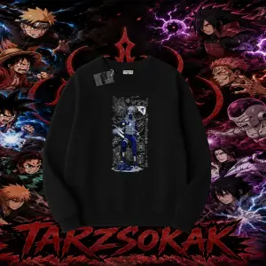 Kakashi Hatake Naruto Anime Karakteri Oversize Unisex Bisiklet Yaka Sweatshirt Beyaz