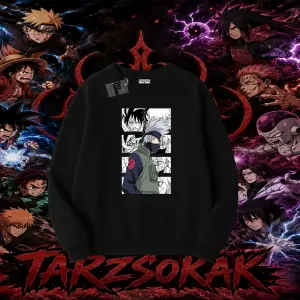 Kakashi Hatake Naruto Anime Karakteri Oversize Unisex Bisiklet Yaka Sweatshirt Beyaz