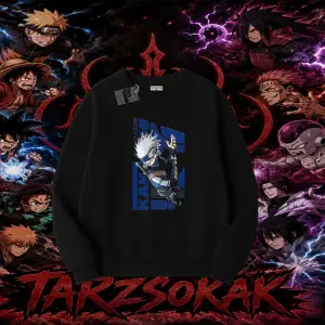 Kakashi Hatake Naruto Anime Karakteri Oversize Unisex Bisiklet Yaka Sweatshirt Beyaz
