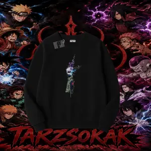 Kakashi Hatake Naruto Anime Karakteri Oversize Unisex Bisiklet Yaka Sweatshirt Beyaz
