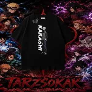 Kakashi Hatake Naruto Anime Karakteri Oversize Unisex Tişört Beyaz