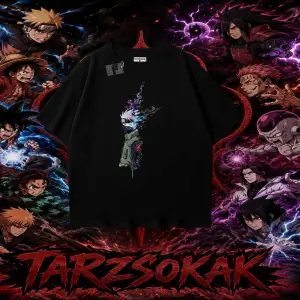 Kakashi Hatake Naruto Anime Karakteri Oversize Unisex Tişört Beyaz