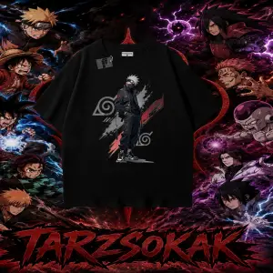 Kakashi Hatake Naruto Anime Karakteri Oversize Unisex Tişört Beyaz