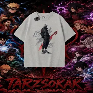 Kakashi Hatake Naruto Anime Karakteri Oversize Unisex Tişört Beyaz