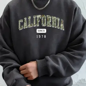 Kaliforniya 1978den Beri Baskılı Erkek Sweatshirt Kışlık Bol Kapüşonlu Spor Bisiklet Yaka Po