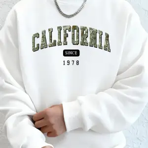 Kaliforniya 1978den Beri Baskılı Erkek Sweatshirt Kışlık Bol Kapüşonlu Spor Bisiklet Yaka Po