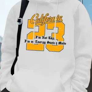 Kaliforniya 23 Mektup Baskı Hoodie Erkek Kış Polar Sıcak Kazak Koşu Cep Kazak Sportif Gevşek