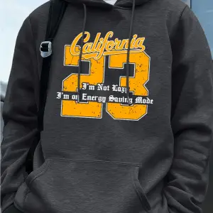 Kaliforniya 23 Mektup Baskı Hoodie Erkek Kış Polar Sıcak Kazak Koşu Cep Kazak Sportif Gevşek