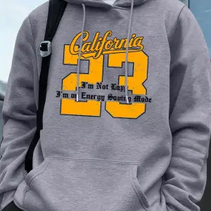 Kaliforniya 23 Mektup Baskı Hoodie Erkek Kış Polar Sıcak Kazak Koşu Cep Kazak Sportif Gevşek