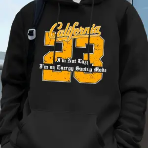 Kaliforniya 23 Mektup Baskı Hoodie Erkek Kış Polar Sıcak Kazak Koşu Cep Kazak Sportif Gevşek