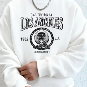 Kaliforniya Los Angeles 1982 Retro Baskı Unisex Sonbahar Bol Tişörtler Sokak Koşu Kapüşonlu Ü