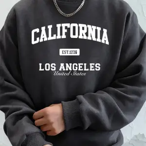 Kaliforniya Los Angeles Baskı Erkek Tişörtü Kış Bisiklet Yaka Kapüşonlular Sokak Polar Sıcak