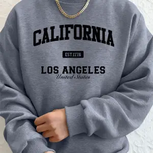 Kaliforniya Los Angeles Baskı Erkek Tişörtü Kış Bisiklet Yaka Kapüşonlular Sokak Polar Sıcak