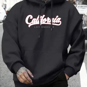 Kaliforniya Los Angeles Mektup Baskıları Sonbahar Rahat Kapüşonlu Üst Erkek Uzun Kollu Sıcak