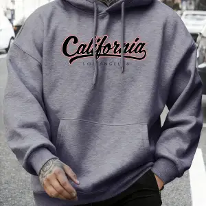 Kaliforniya Los Angeles Mektup Baskıları Sonbahar Rahat Kapüşonlu Üst Erkek Uzun Kollu Sıcak