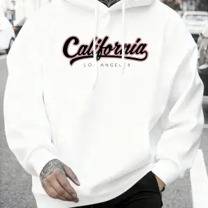 Kaliforniya Los Angeles Mektup Baskıları Sonbahar Rahat Kapüşonlu Üst Erkek Uzun Kollu Sıcak