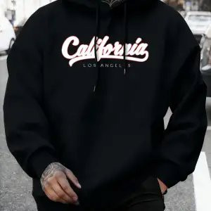 Kaliforniya Los Angeles Mektup Baskıları Sonbahar Rahat Kapüşonlu Üst Erkek Uzun Kollu Sıcak
